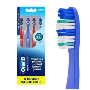 Oral-B Healthy Clean Toothbrush, Soft, 4 Count Colors Vary NIB
